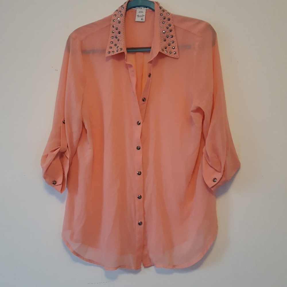 Coral Sheer Button up